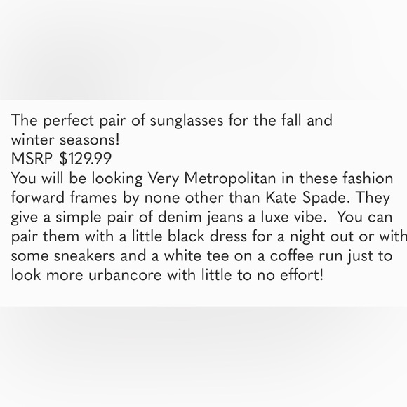 New Kate Spade Samantha Cat Eye Sunglasses - Picture 6 of 6